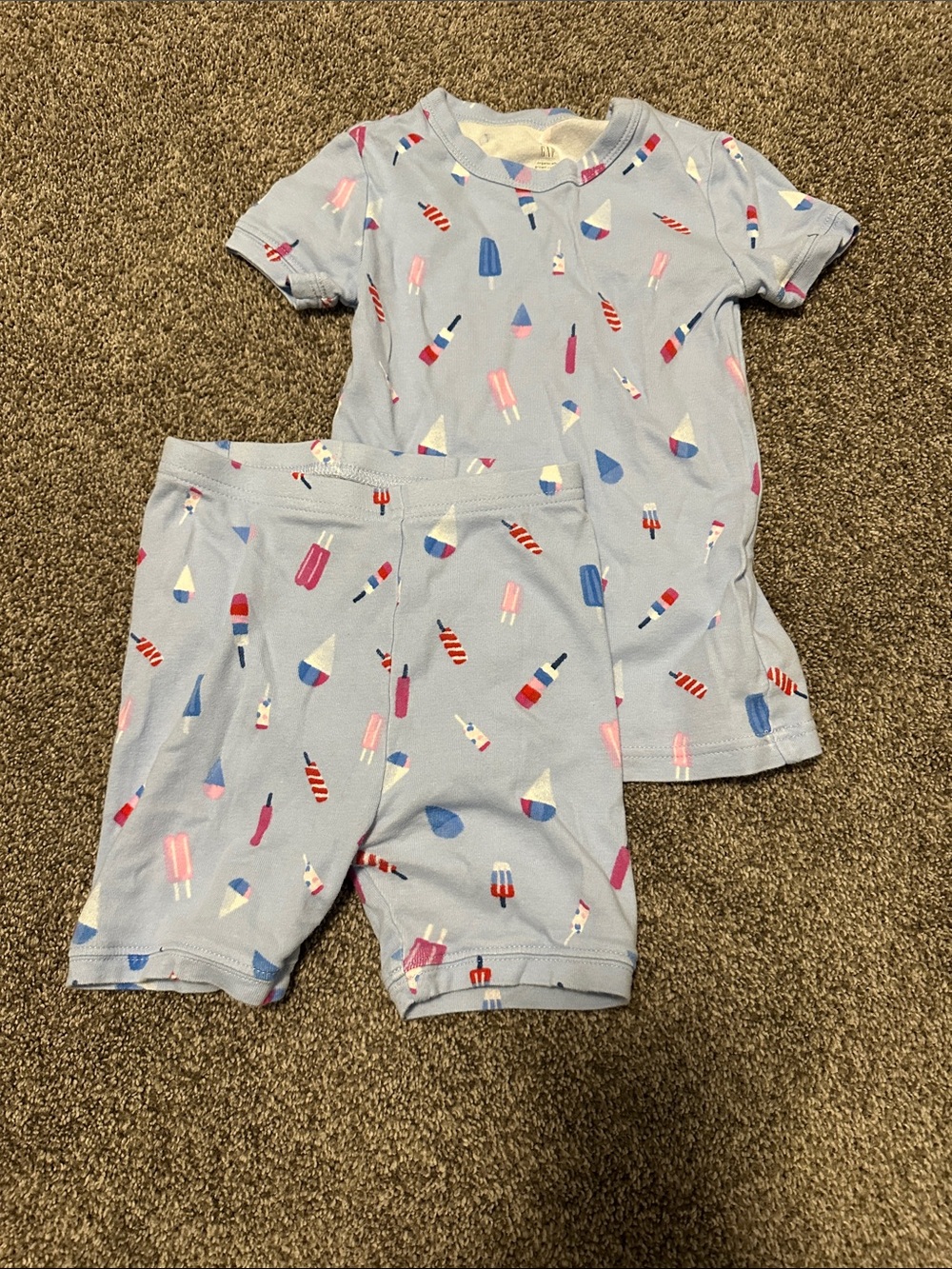 Kids Ice Pop Print Short Pajama Set - Light Blue